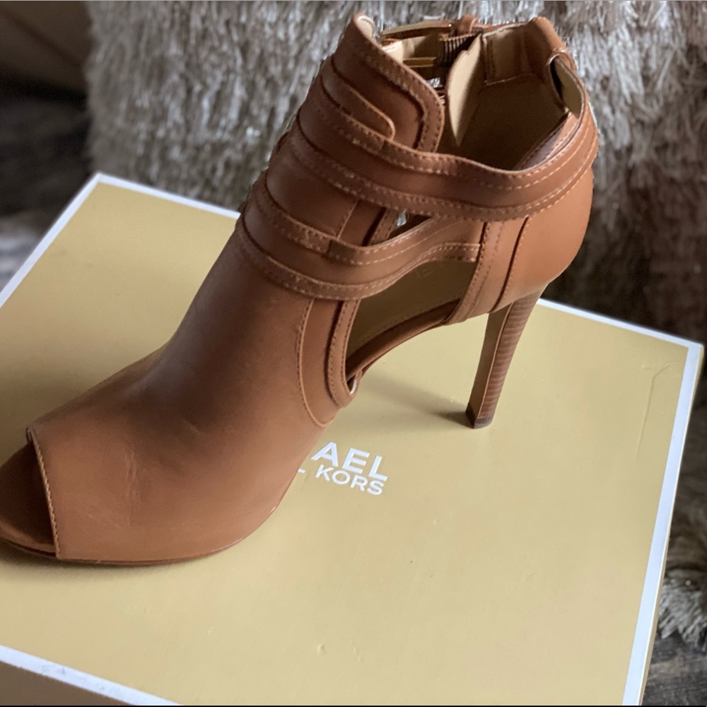 Blaze open toe booties leather